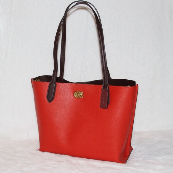 NWT COACH Willow Tote Red Leather Shoulder Bag Purse - Picture 3 of 6